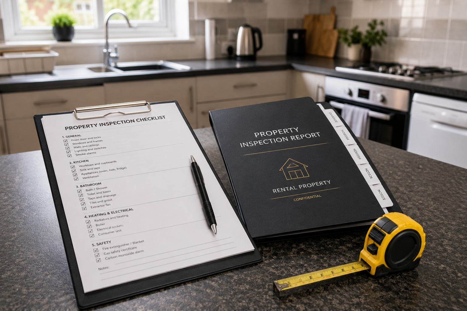 Landlord checklist and property inspection folder
