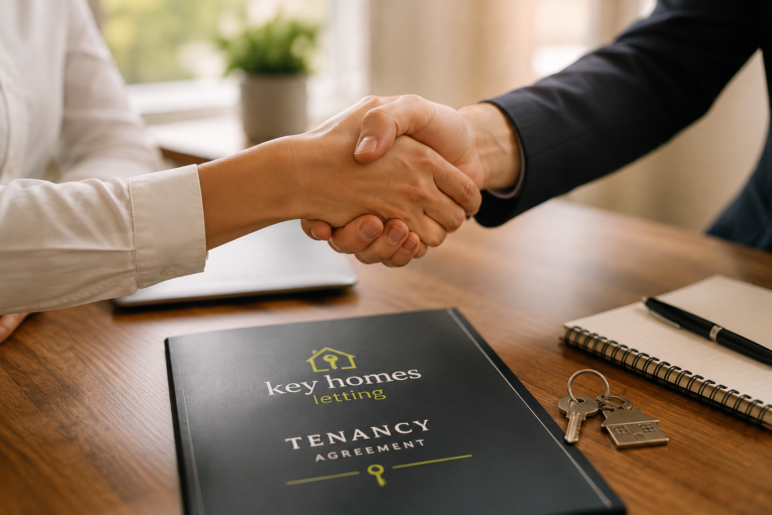 Handshake over a tenancy agreement โ letting agent and landlord