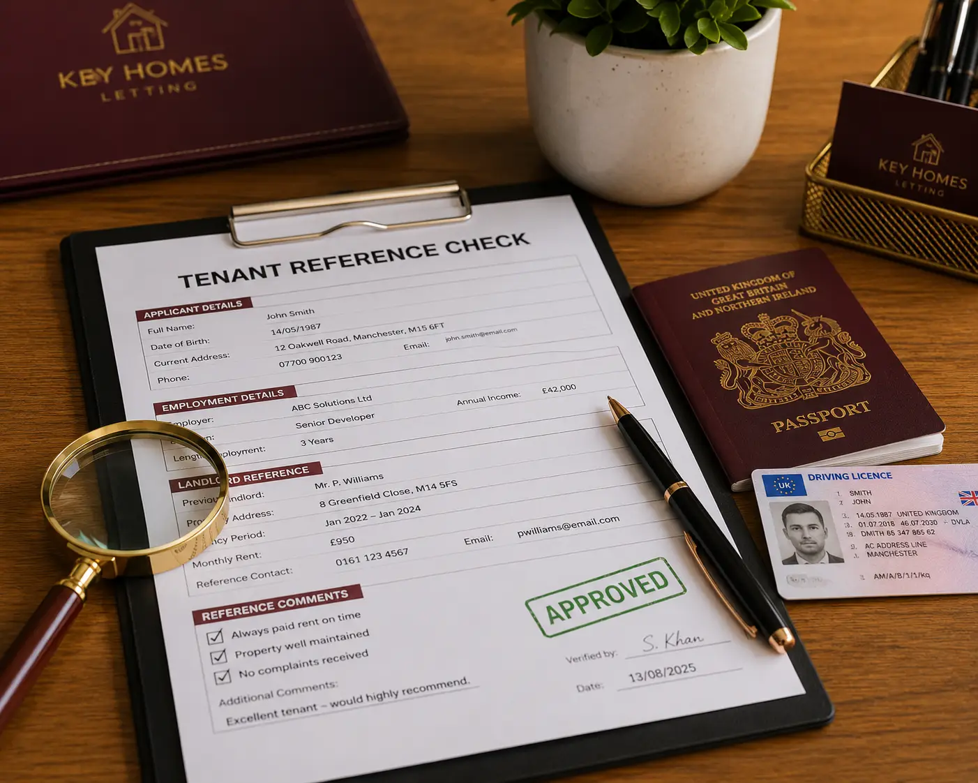 Reviewing tenant reference checks and ID documents